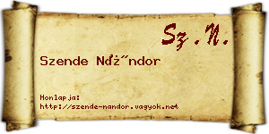 Szende Nándor névjegykártya